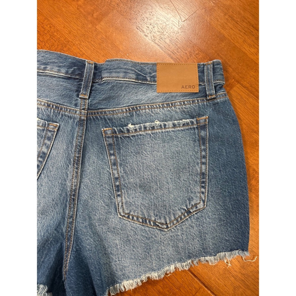 New Aeropostale Denim Shorts Womens 12 Blue Distressed Vintage High Rise Shorty - Picture 10 of 11